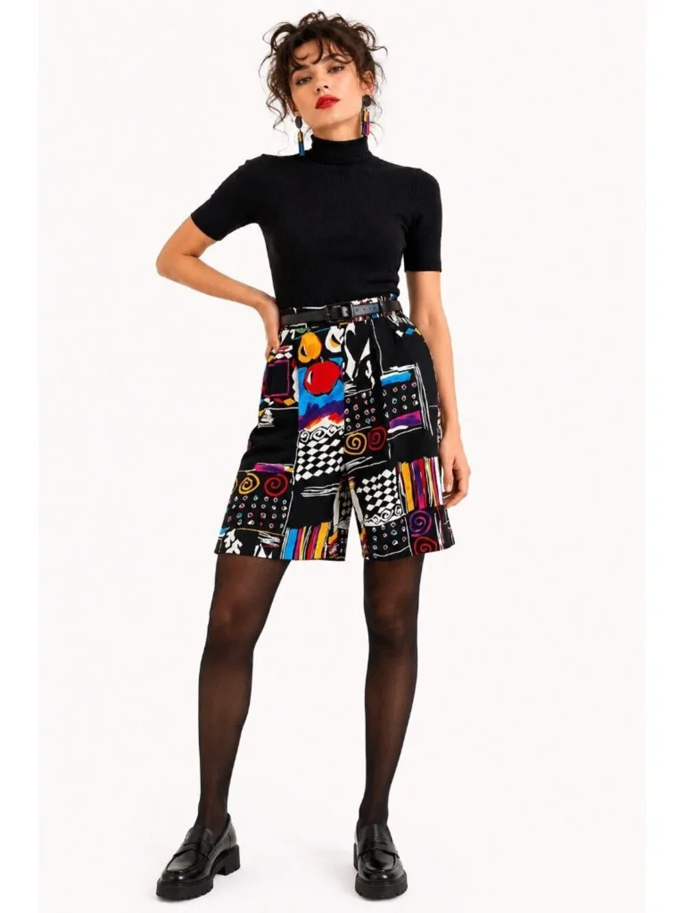 vintage 80s high waisted GRAPHIC PRINT bermuda shorts art teacher downtown girl